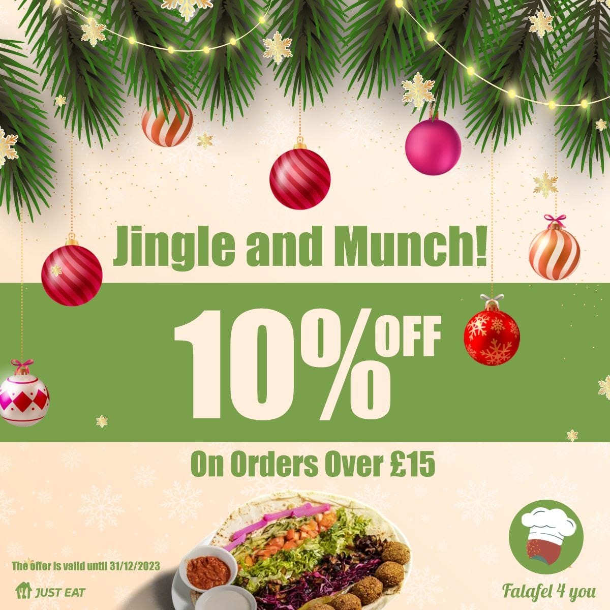 Enjoy 10% OFF on Orders Over £15 at Falafel4You!